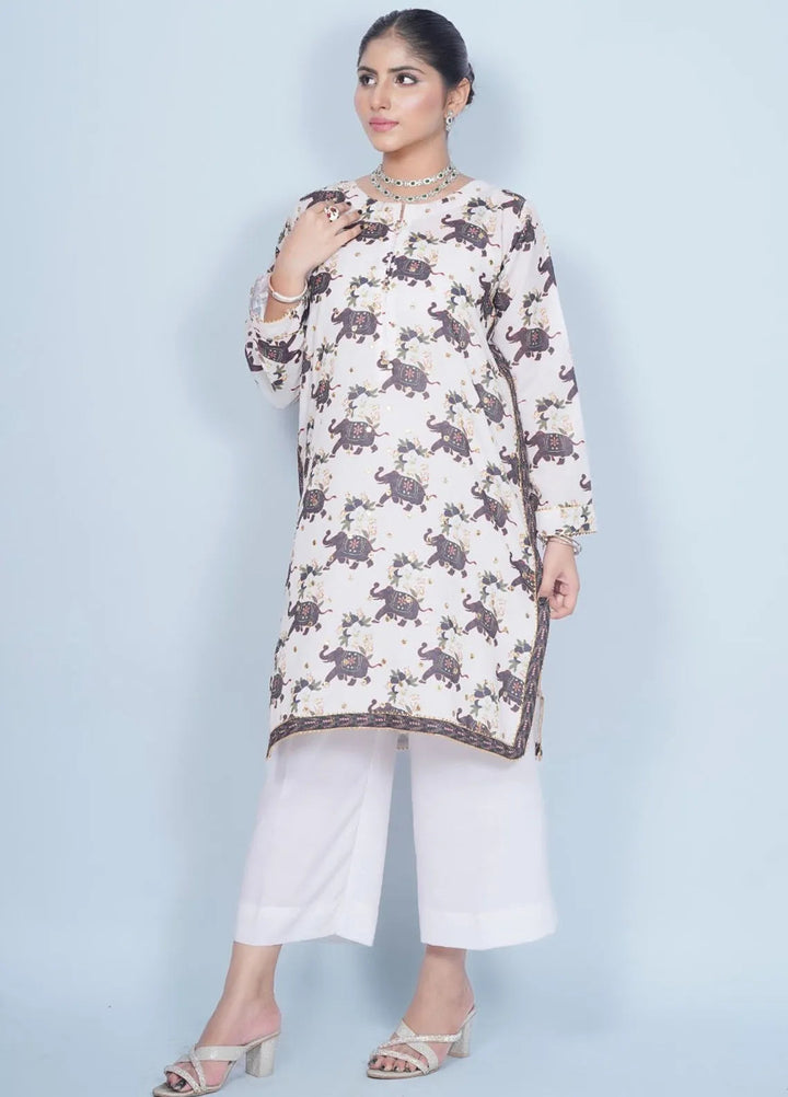 Vibgyor Fashion Pret Embroidered Swiss Lawn 3 Piece Suit Safari Chick Cream D1C1-A24