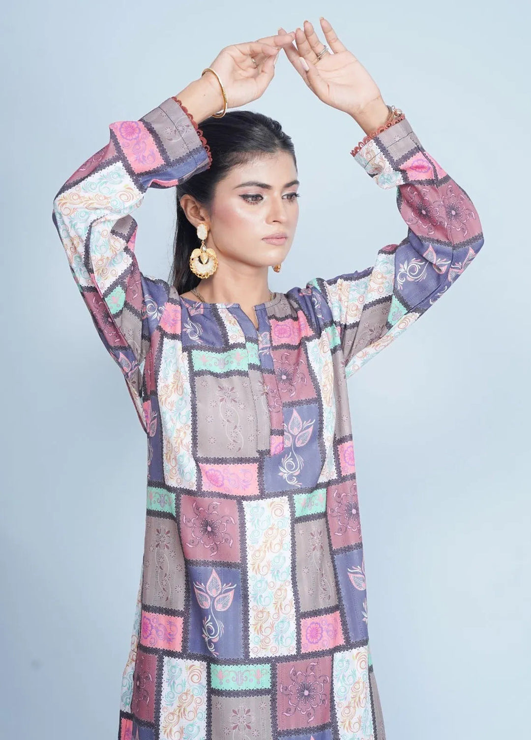 Vibgyor Fashion Pret Printed Chikankari 2 Piece Suit Mosaic Multicolor D7-A24