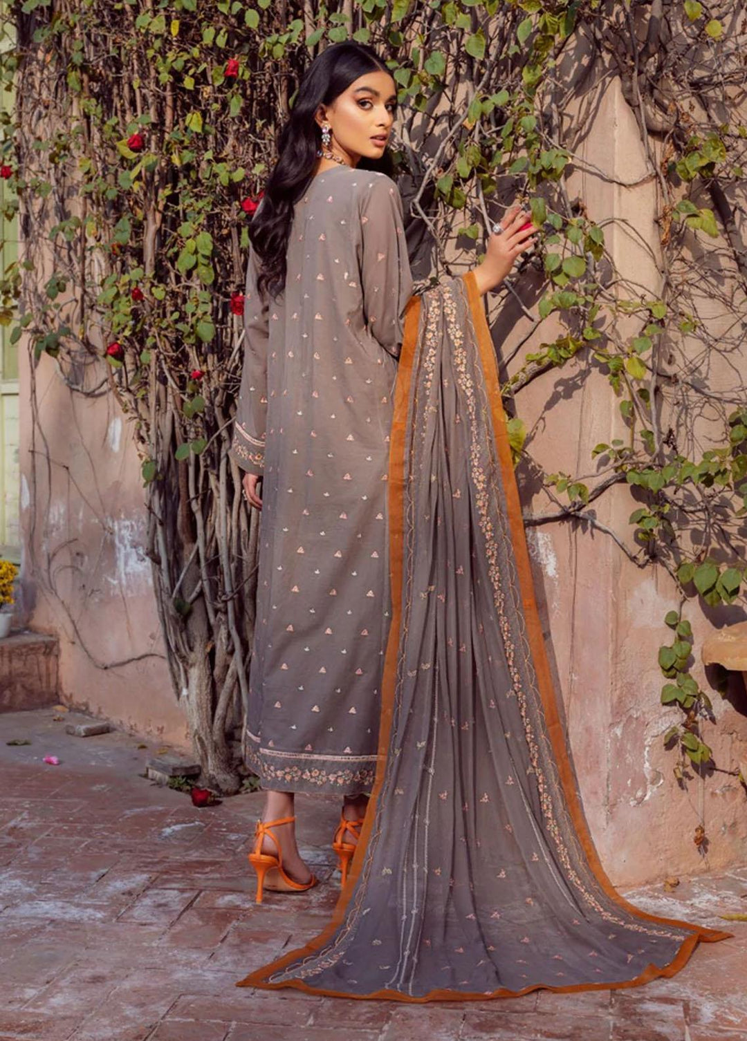 Vintage By LALA Textiles Embroidered Swiss Voile Suits Unstitched 3 Piece LT22V Haze - Summer Collection