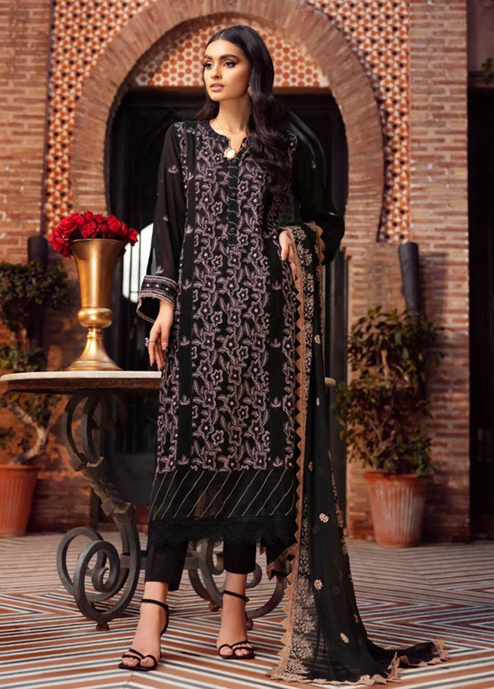 Vintage By LALA Textiles Embroidered Swiss Voile Suits Unstitched 3 Piece LT22V Raven - Summer Collection