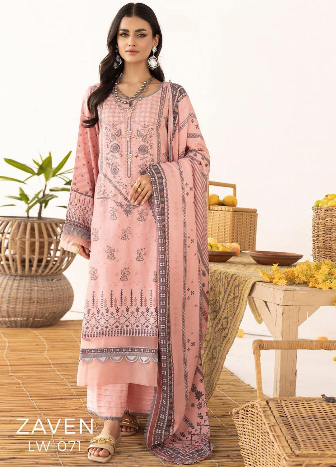 Vintage By Lala Textiles Embroidered Karandi Suits Unstitched 3 Piece LT23V LW-071 Zaven - Winter Collection