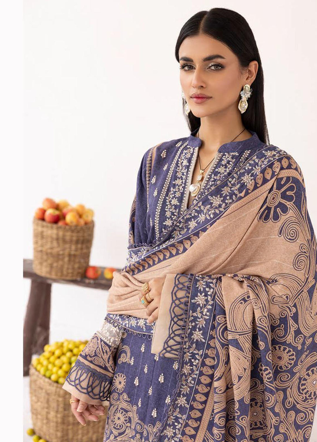 Vintage By Lala Textiles Embroidered Karandi Suits Unstitched 3 Piece LT23V LW-072 Meas - Winter Collection