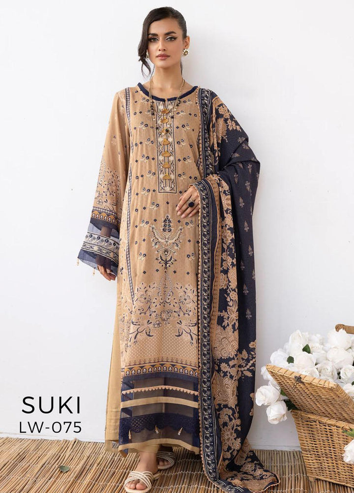 Vintage By Lala Textiles Embroidered Karandi Suits Unstitched 3 Piece LT23V LW-075 Suki - Winter Collection