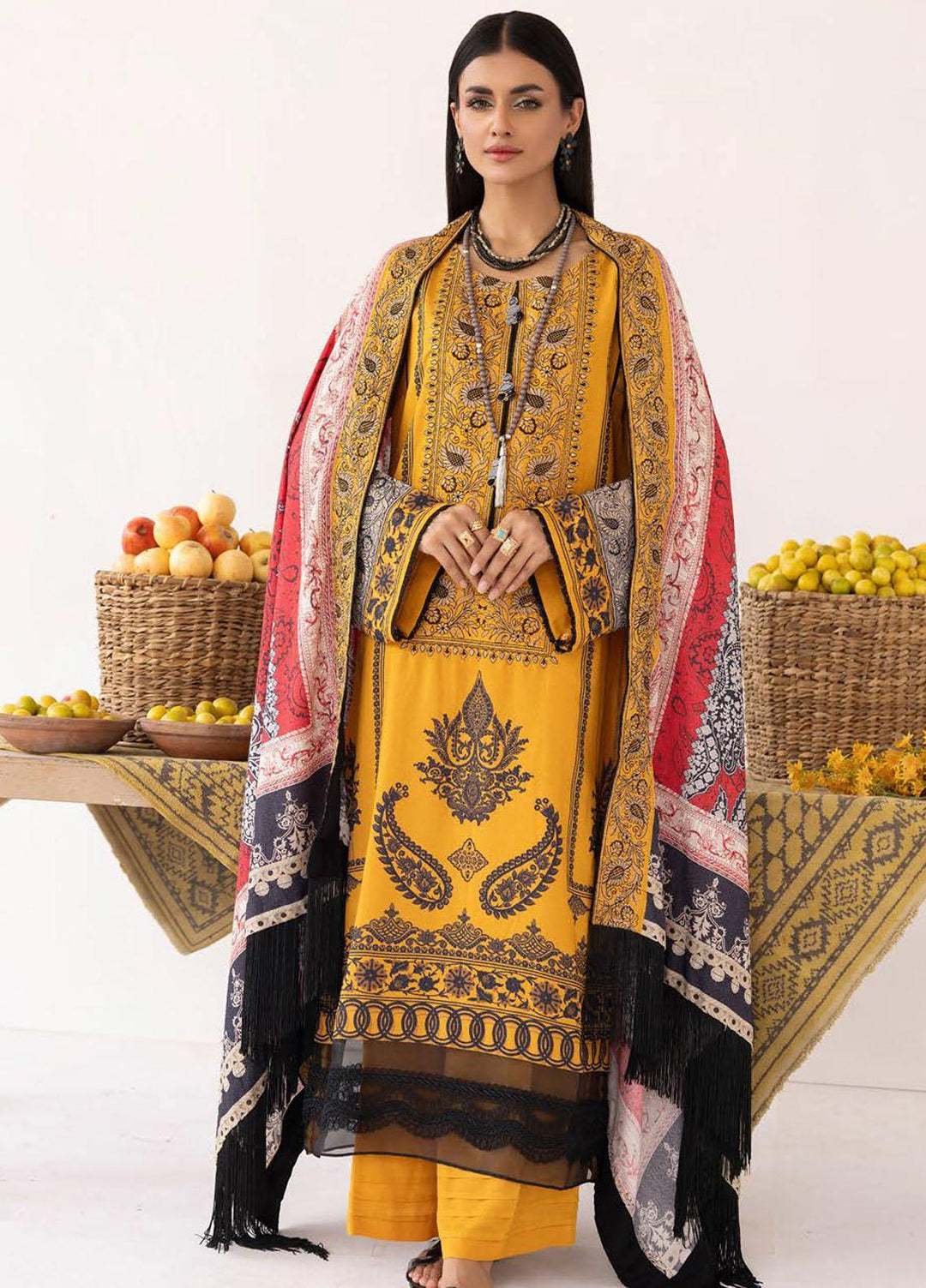 Vintage By Lala Textiles Embroidered Karandi Suits Unstitched 3 Piece LT23V LW-076 Celestia - Winter Collection