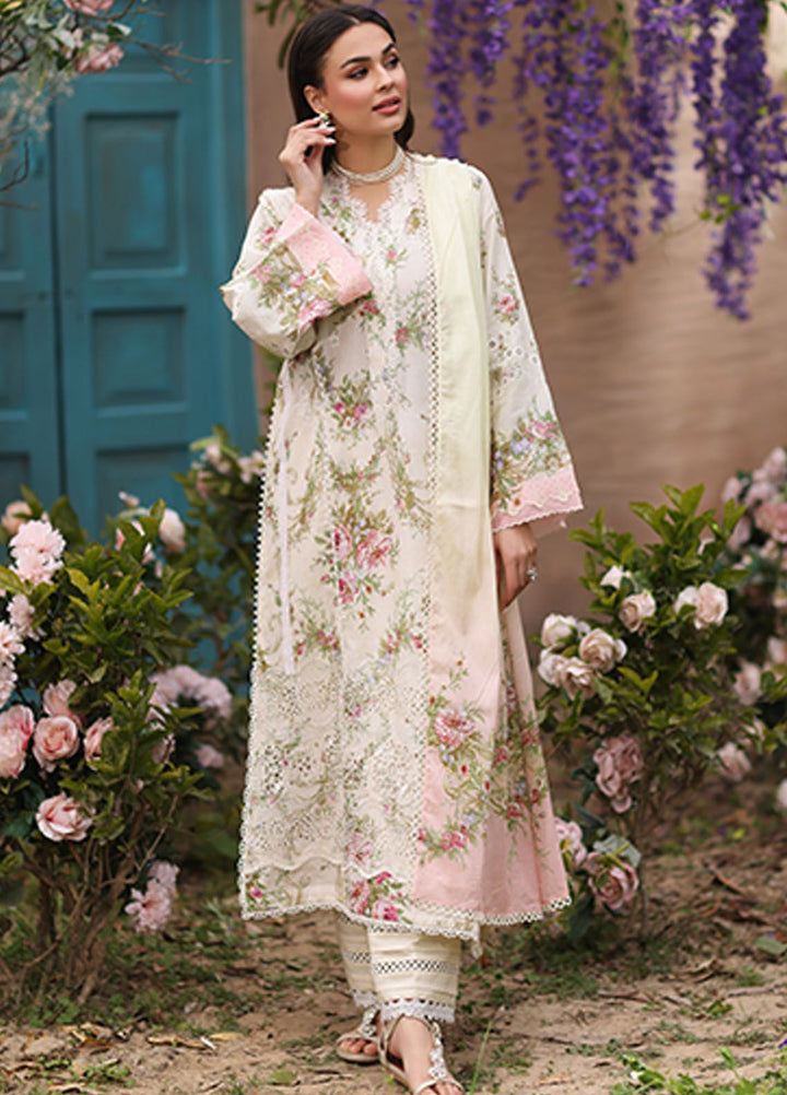 Vintage Flora By Manara Embroidered Lawn Suit Unstitched 3 Piece MNA24V Jasmine SS-01 - Summer Collection