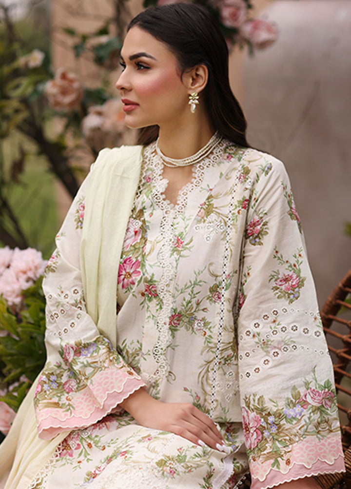 Vintage Flora By Manara Embroidered Lawn Suit Unstitched 3 Piece MNA24V Jasmine SS-01 - Summer Collection