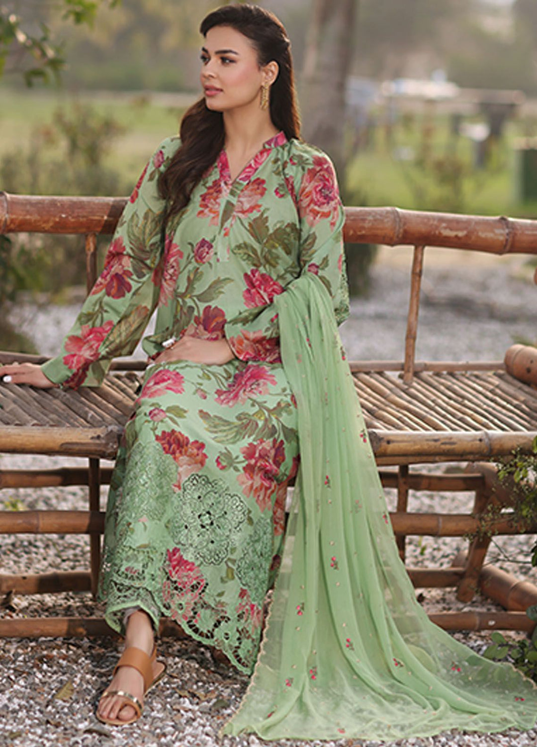 Vintage Flora By Manara Embroidered Lawn Suit Unstitched 3 Piece MNA24V Ohara SS-07 - Summer Collection