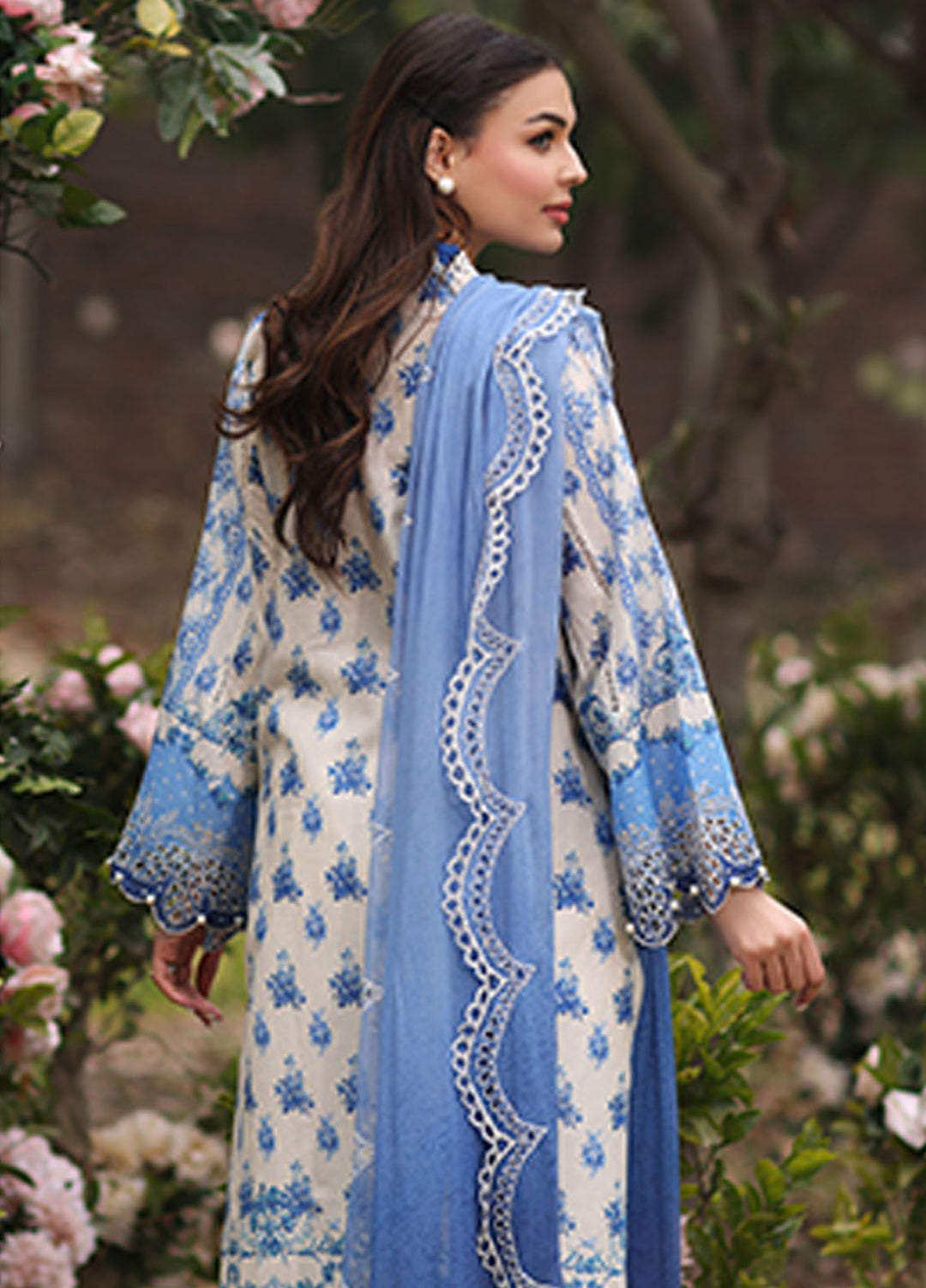 Vintage Flora By Manara Embroidered Lawn Suit Unstitched 3 Piece MNA24V Porcelain SS-04 - Summer Collection