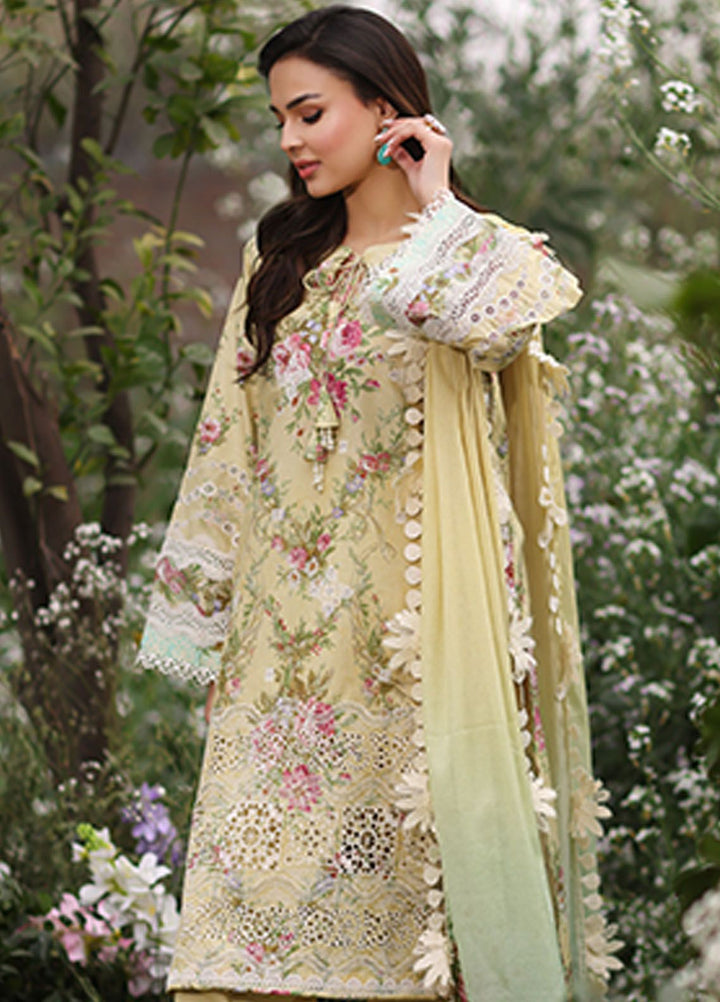 Vintage Flora By Manara Embroidered Lawn Suit Unstitched 3 Piece MNA24V Saba SS-02 - Summer Collection