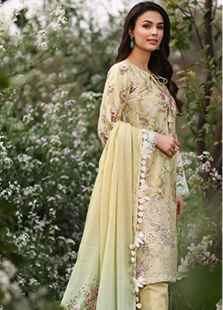 Vintage Flora By Manara Embroidered Lawn Suit Unstitched 3 Piece MNA24V Saba SS-02 - Summer Collection