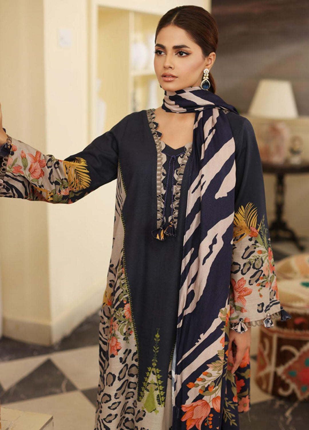 Virsa By Charizma Printed Khaddar Suits Unstitched 3 Piece CRZ23VK CVW3-05 - Winter Collection