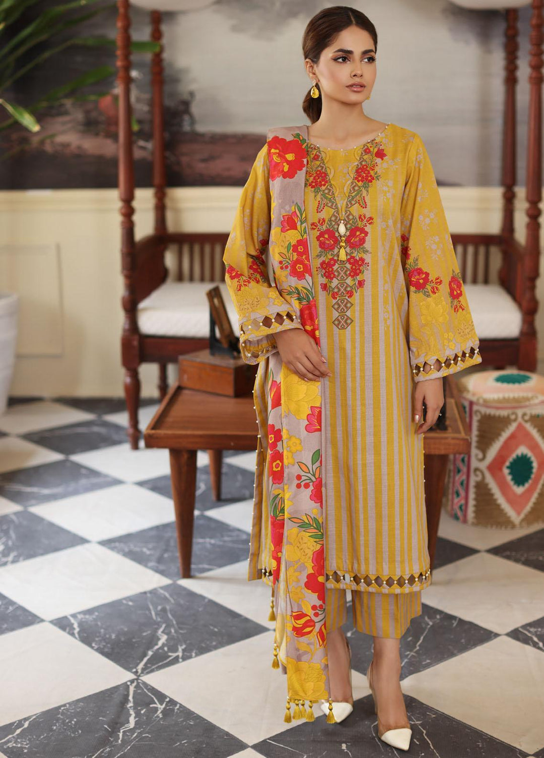 Virsa By Charizma Printed Khaddar Suits Unstitched 3 Piece CRZ23VK CVW3-06 - Winter Collection