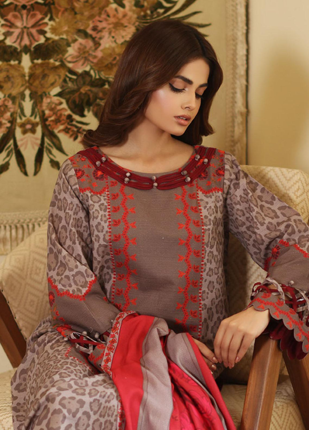 Virsa By Charizma Printed Khaddar Suits Unstitched 3 Piece CRZ23VK CVW3-08 - Winter Collection