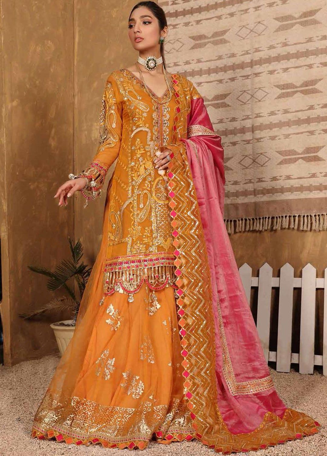 Virsa By Emaan Adeel Embroidered Organza Suits Unstitched 3 Piece EA21V 02 - Luxury Collection