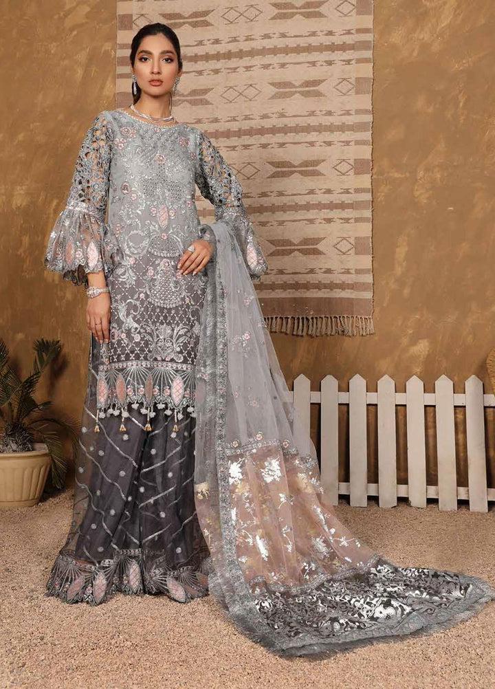 Virsa By Emaan Adeel Embroidered Chiffon Suits Unstitched 3 Piece EA21V 06 - Luxury Collection
