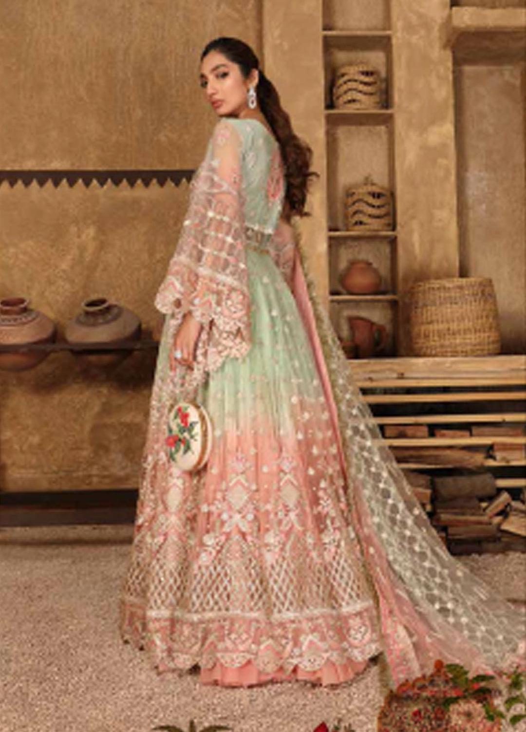 Virsa By Emaan Adeel Embroidered Net Suits Unstitched 3 Piece EA21V 07 - Luxury Collection