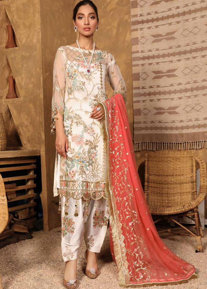 Virsa By Emaan Adeel Embroidered Organza Suits Unstitched 3 Piece EA21V 09 - Luxury Collection