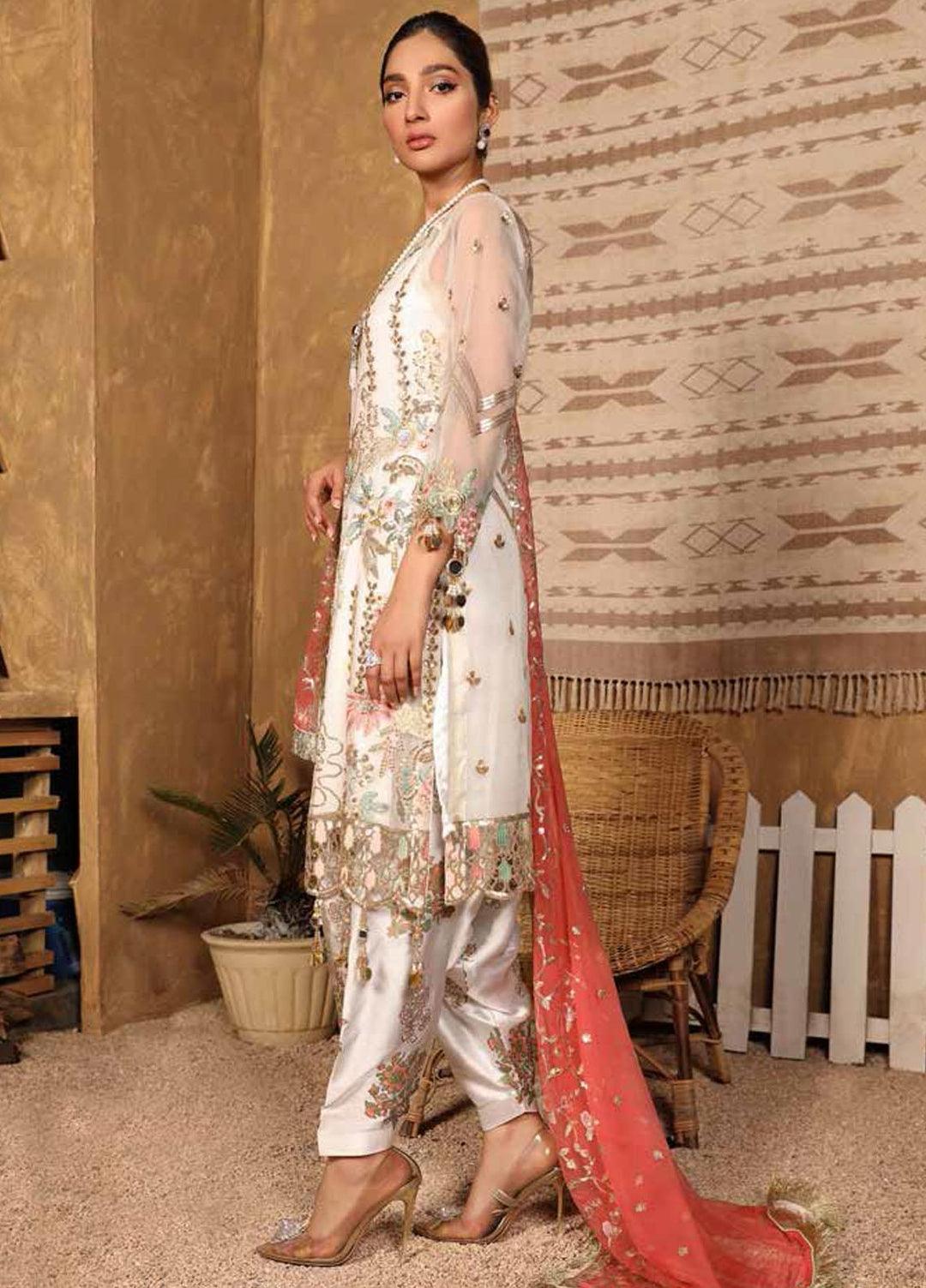 Virsa By Emaan Adeel Embroidered Organza Suits Unstitched 3 Piece EA21V 09 - Luxury Collection