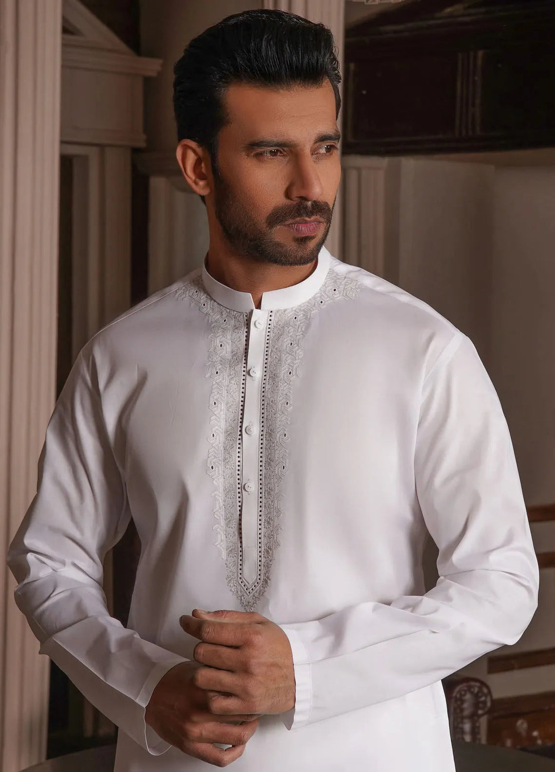 Virsa by Fabrich Embroidered Cotton Suits Unstitched 2 Piece GTS-VC-013 - Mens Collection
