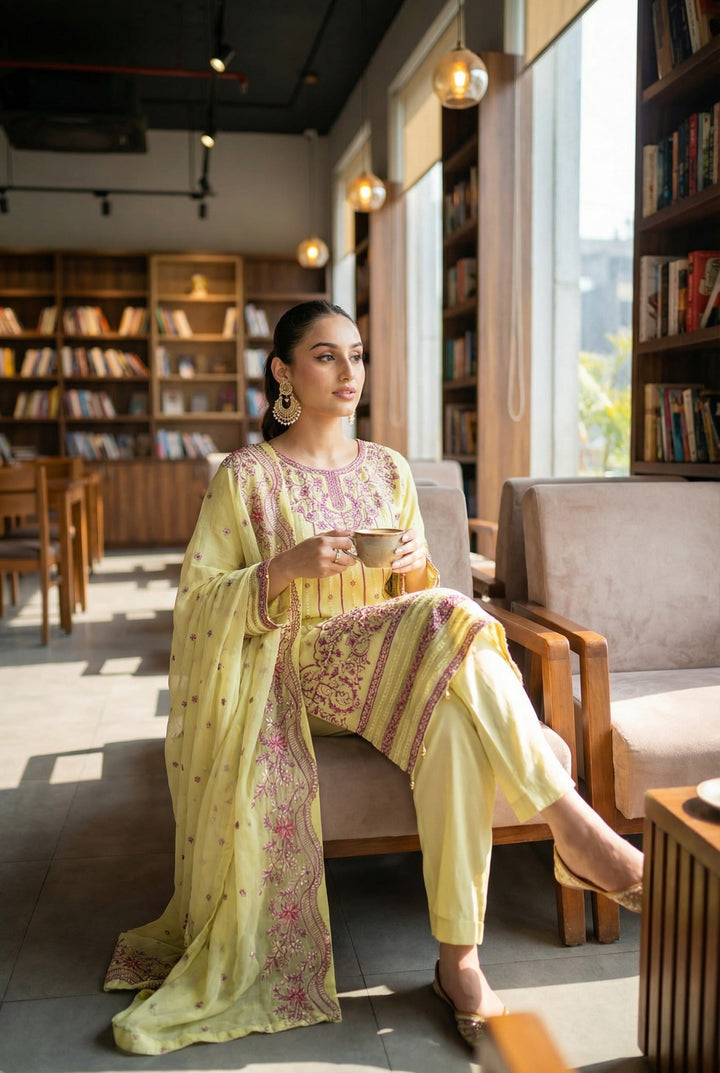 Maher E Naseeb by Maherposh RTW Embroidered Chiffon 3 Piece Suit HM-1041 Festive Collection
