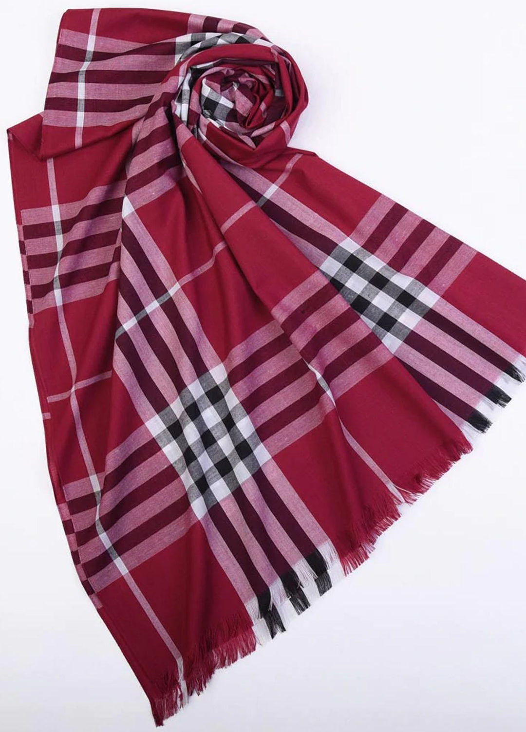 Abaya pk  Viscose  Hijab ABA22VH RED CHECKERED-STRIPES - Viscose Hijabs