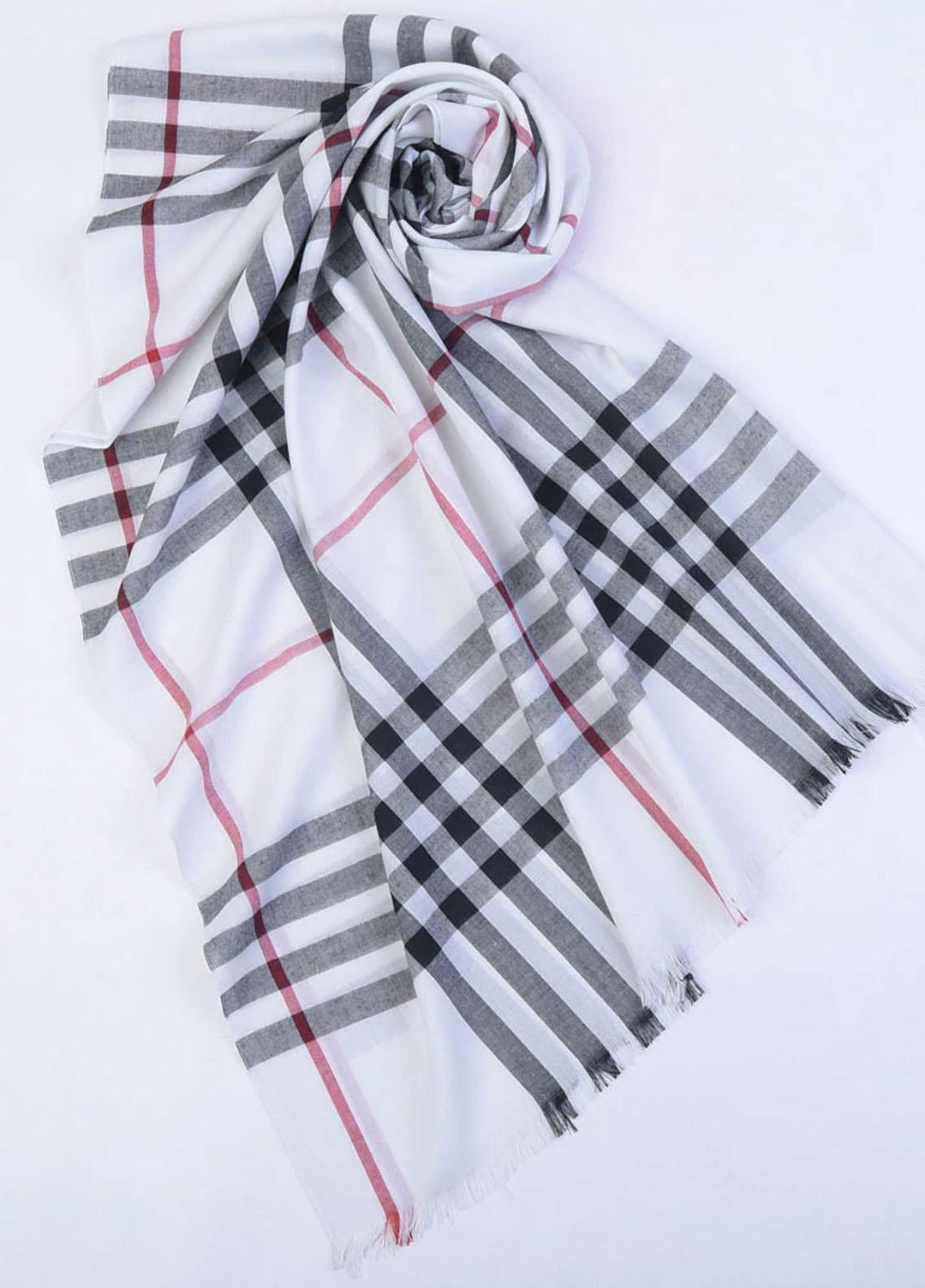 Abaya pk  Viscose  Hijab ABA22VH WHITE CHECKERED-STRIPES - Viscose Hijabs