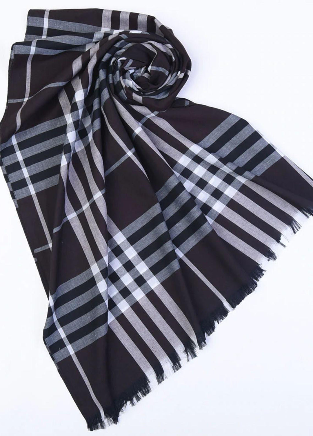 Abaya pk  Viscose  Hijab ABA22VH DARK BROWN CHECKERED-STRIPES - Viscose Hijabs