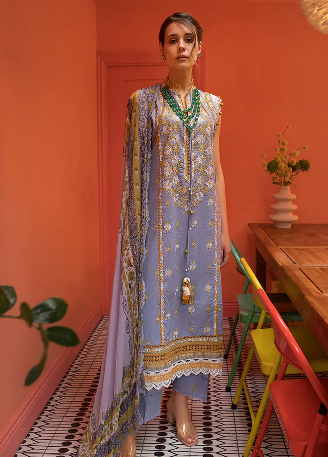 Vital By Sobia Nazir Embroidered Lawn Suits Unstitched 3 Piece SN24V SV24-10A - Summer Collection