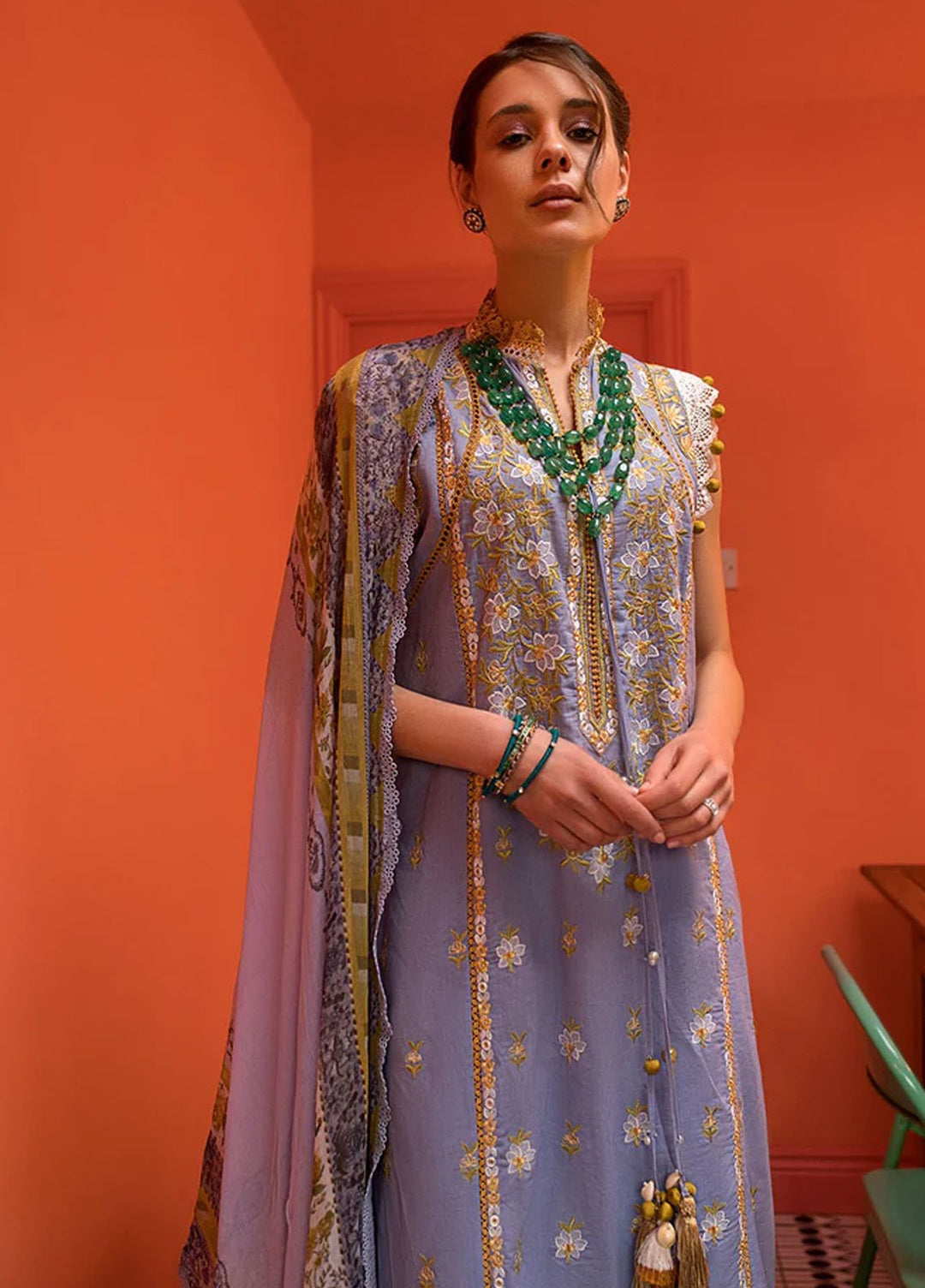 Vital By Sobia Nazir Embroidered Lawn Suits Unstitched 3 Piece SN24V SV24-10A - Summer Collection