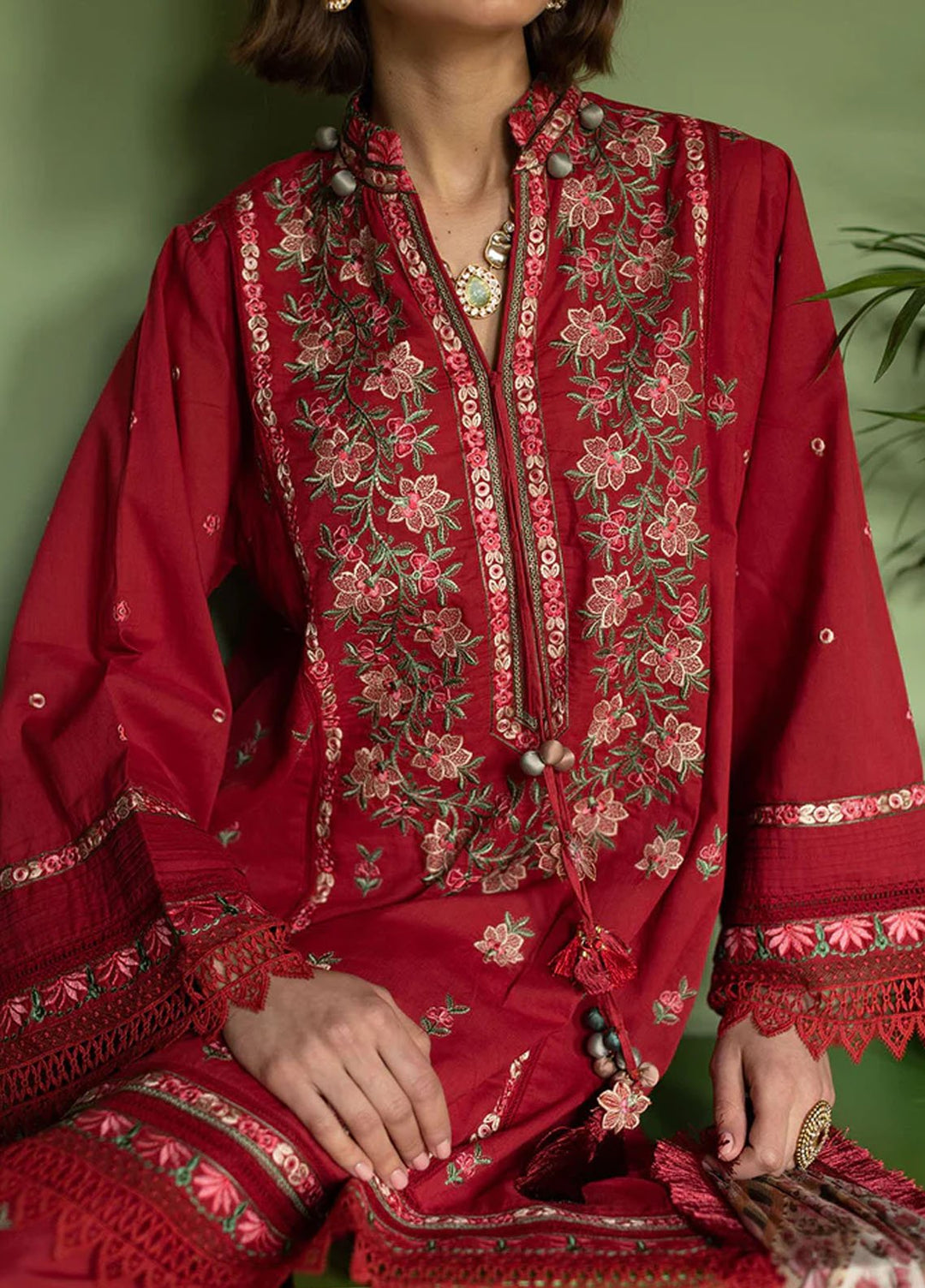 Vital By Sobia Nazir Embroidered Lawn Suits Unstitched 3 Piece SN24V SV24-10B - Summer Collection