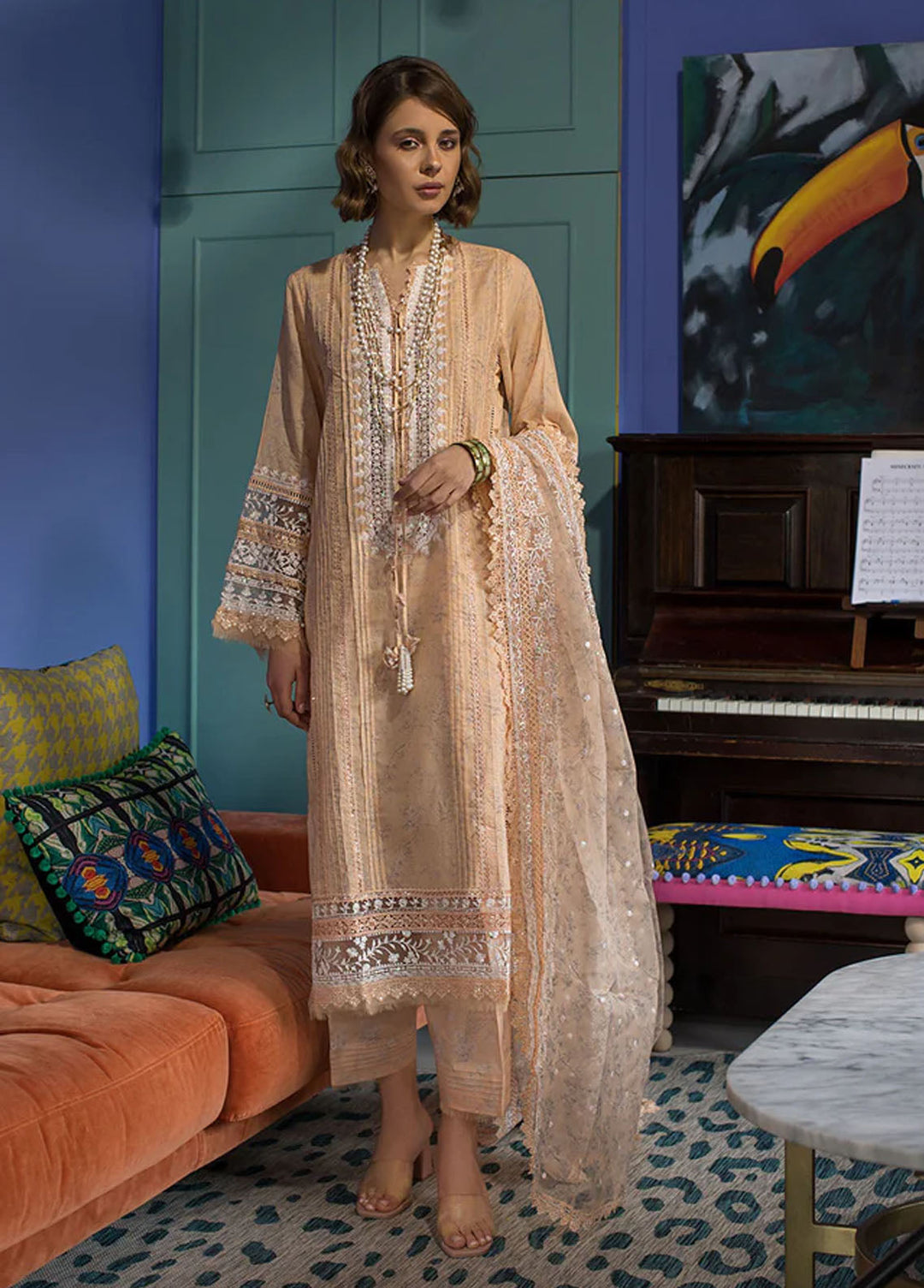 Vital By Sobia Nazir Embroidered Lawn Suits Unstitched 3 Piece SN24V SV24-1B - Summer Collection