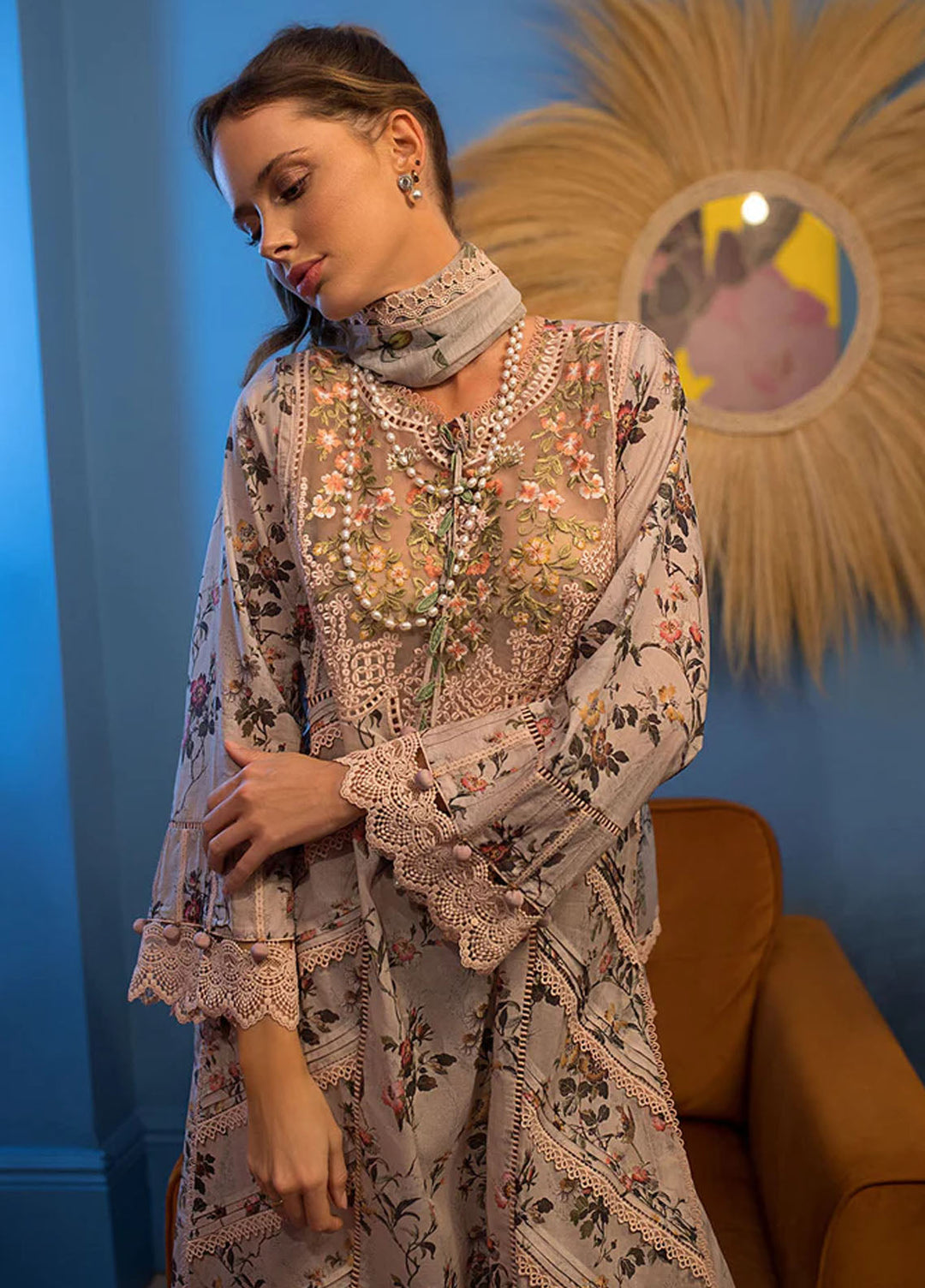 Vital By Sobia Nazir Embroidered Lawn Suits Unstitched 3 Piece SN24V SV24-3A - Summer Collection