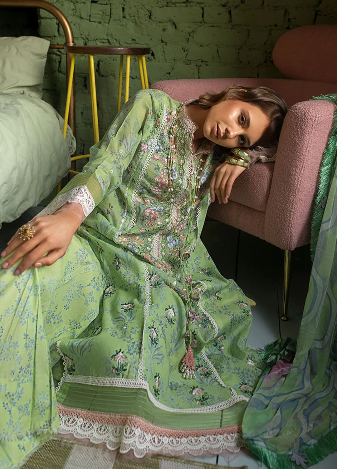 Vital By Sobia Nazir Embroidered Lawn Suits Unstitched 3 Piece SN24V SV24-8B - Summer Collection