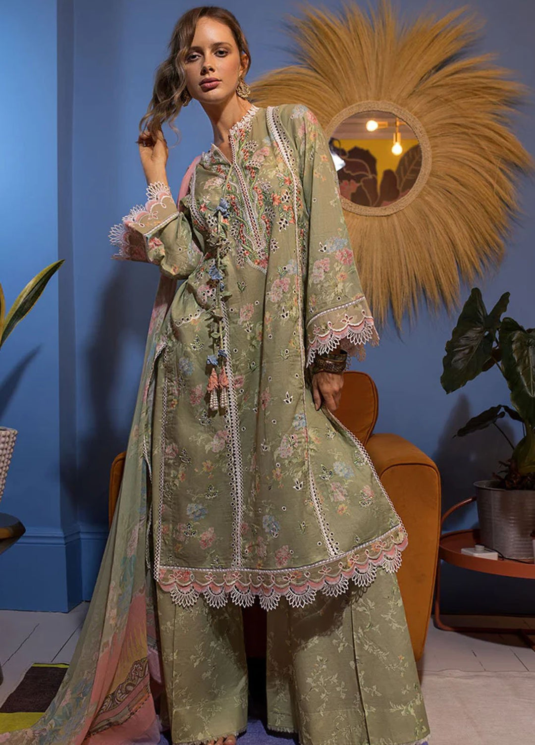 Vital By Sobia Nazir Embroidered Lawn Suits Unstitched 3 Piece SN24V SV24-9A - Summer Collection