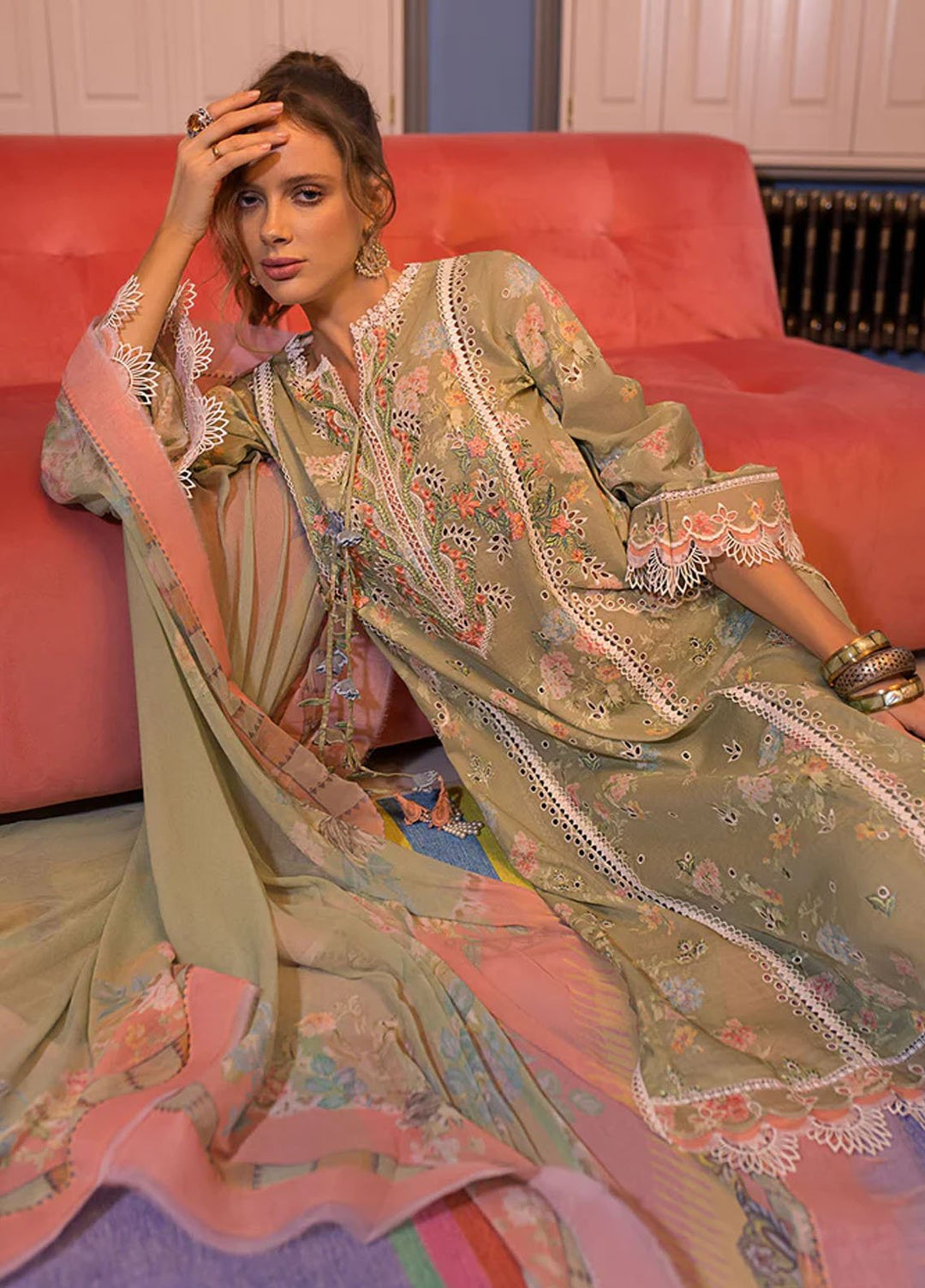 Vital By Sobia Nazir Embroidered Lawn Suits Unstitched 3 Piece SN24V SV24-9A - Summer Collection