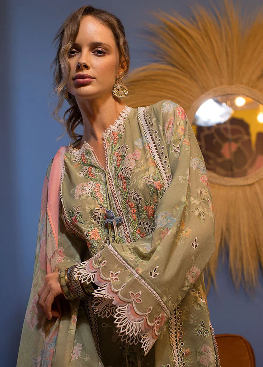 Vital By Sobia Nazir Embroidered Lawn Suits Unstitched 3 Piece SN24V SV24-9A - Summer Collection