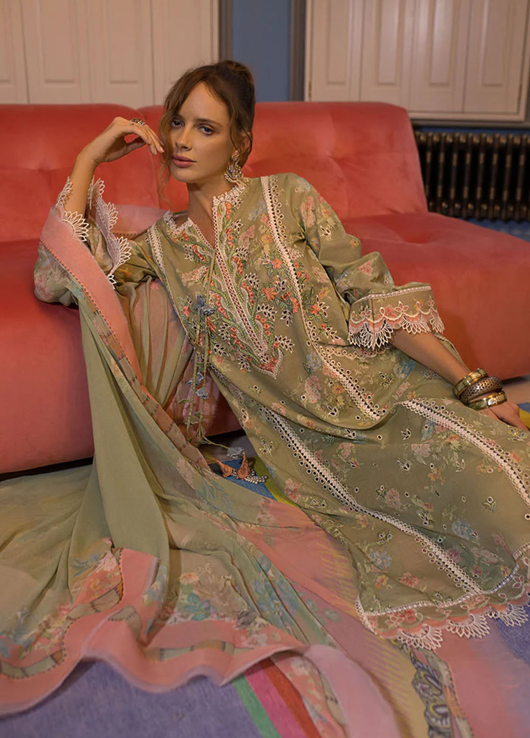 Vital By Sobia Nazir Embroidered Lawn Suits Unstitched 3 Piece SN24V SV24-9A - Summer Collection