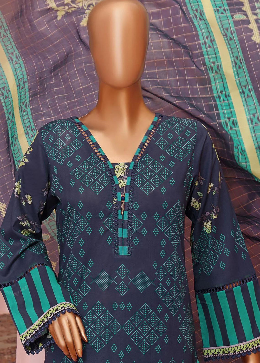 Vital H Prints By HZ Textiles Printed Lawn Suits Unstitched 3 Piece HZ23VHP VP-12 - Summer Collection