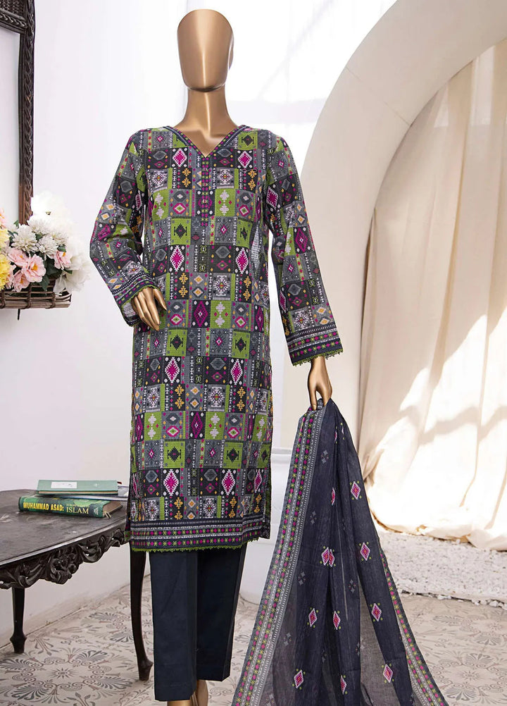 Vital Prints by HZ Textiles Embroidered Lawn Suits Unstitched 3 Piece HZ25VP VP-104 - Summer Collection