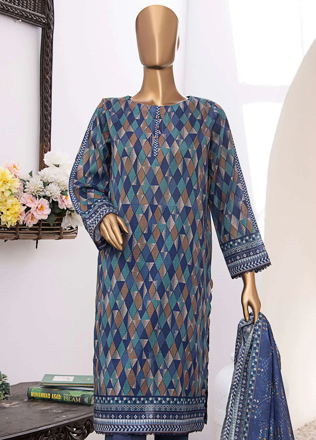 Vital Prints by HZ Textiles Embroidered Lawn Suits Unstitched 3 Piece HZ25VP VP-108 - Summer Collection