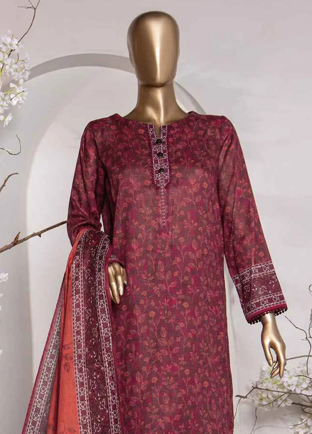 Vital prints By Hz Textiles Printed Cotton Suit Unstitched 3 Piece HZ24VP VP-152 - Summer Collection