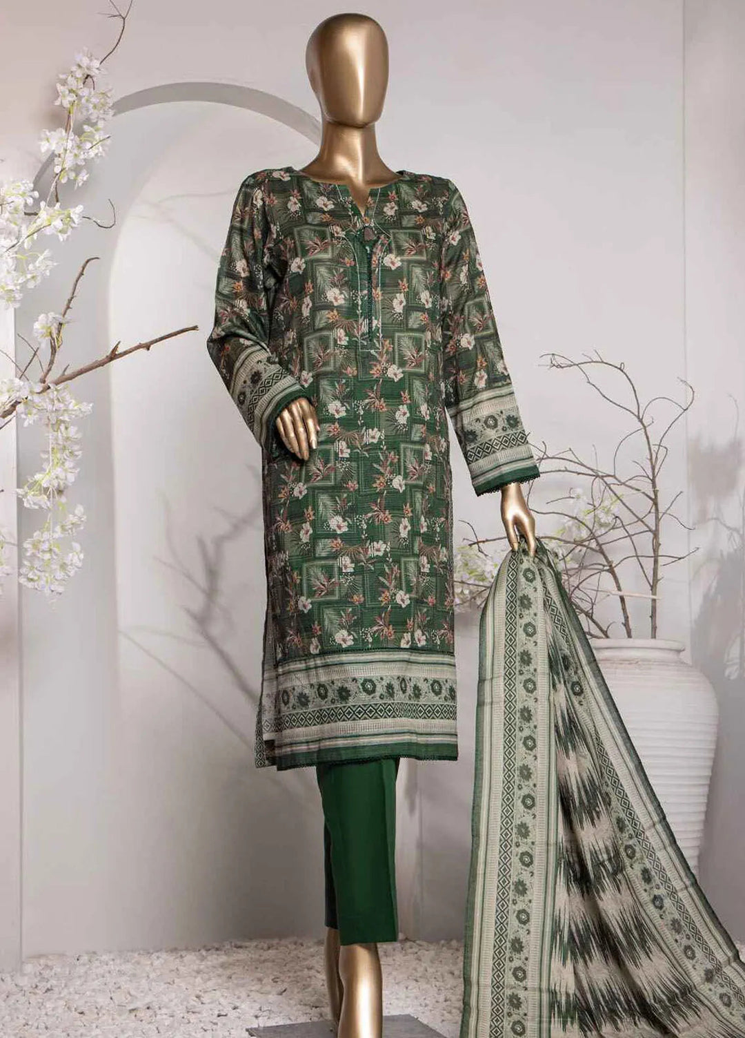 Vital prints By Hz Textiles Printed Cotton Suit Unstitched 3 Piece HZ24VP VP-155 - Summer Collection