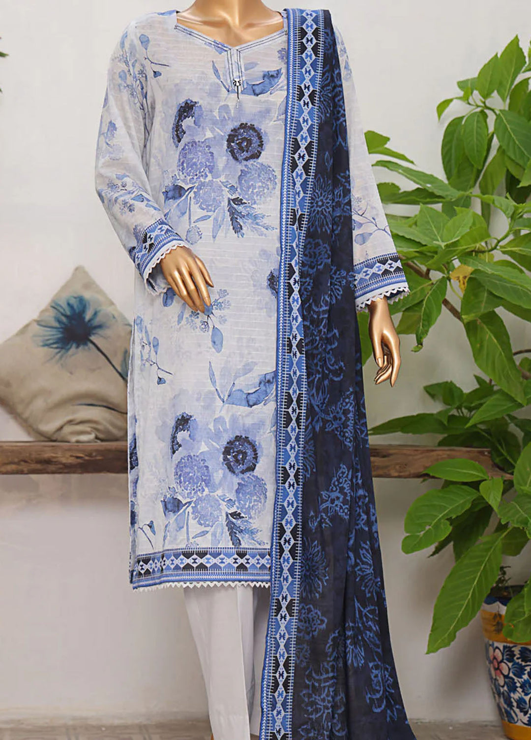 Vital Prints By HZ Textiles Printed Lawn Suits Unstitched 3 Piece HZ25VU VP-04 - Summer Collection