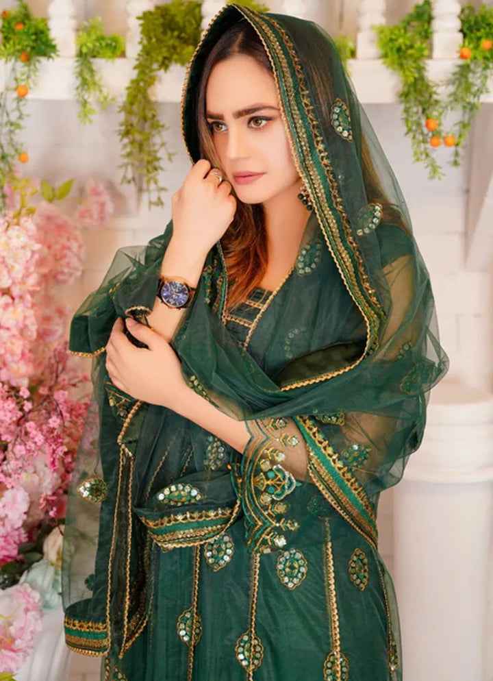 Layout Pret Embroidered Net 4 Piece Suit Forest