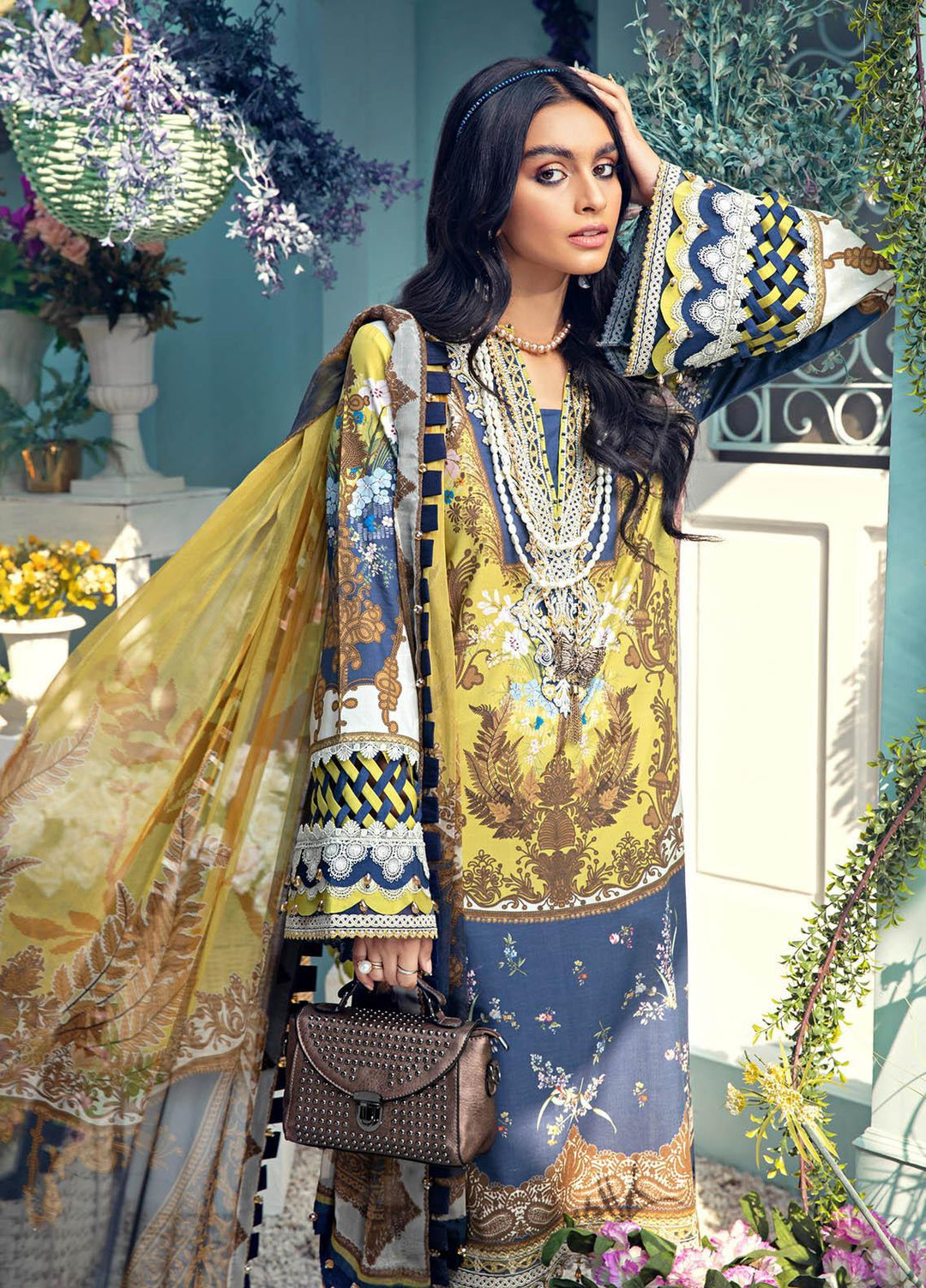 Anaya By Kiran Chaudhry Embroidered Lawn Suits Unstitched 3 Piece AK21VL VL21-01-B TANYA - Summer Collection
