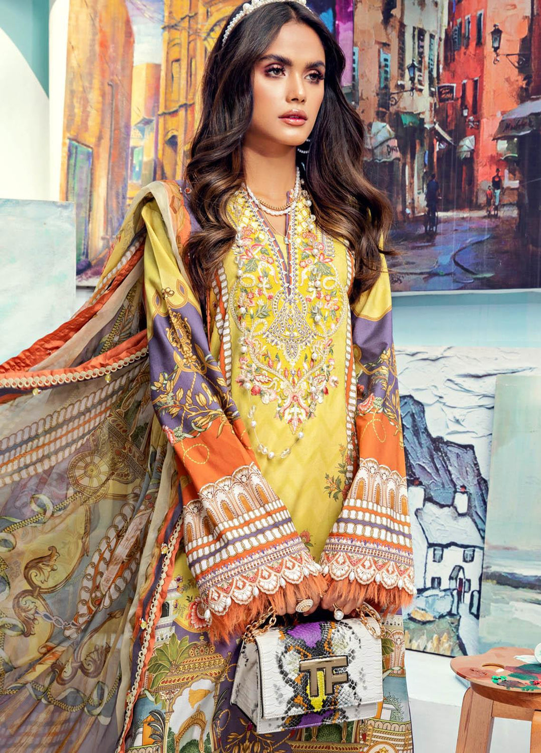 Anaya By Kiran Chaudhry Embroidered Lawn Suits Unstitched 3 Piece AK21VL VL21-03-A JESSICA - Summer Collection