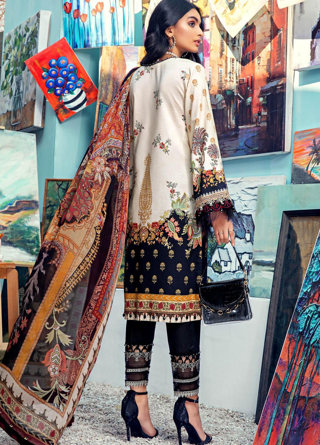 Anaya By Kiran Chaudhry Embroidered Lawn Suits Unstitched 3 Piece AK21VL VL21-04-B ARIA - Summer Collection