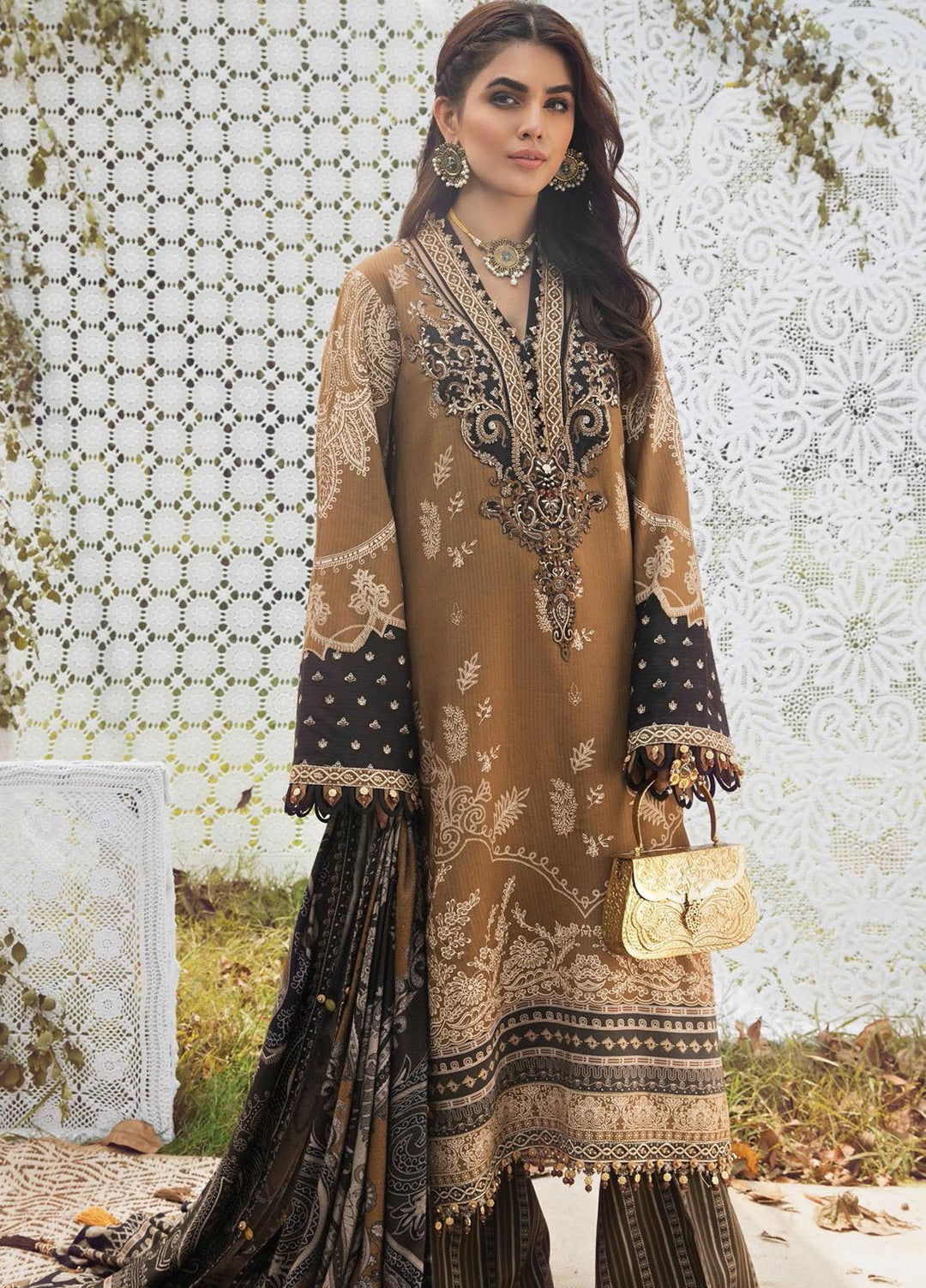 Anaya By Kiran Chaudhry Embroidered Dobby Linen Suits Unstitched 3 Piece AKC21VP VLP21-02 SHAHBANO - Winter Collection