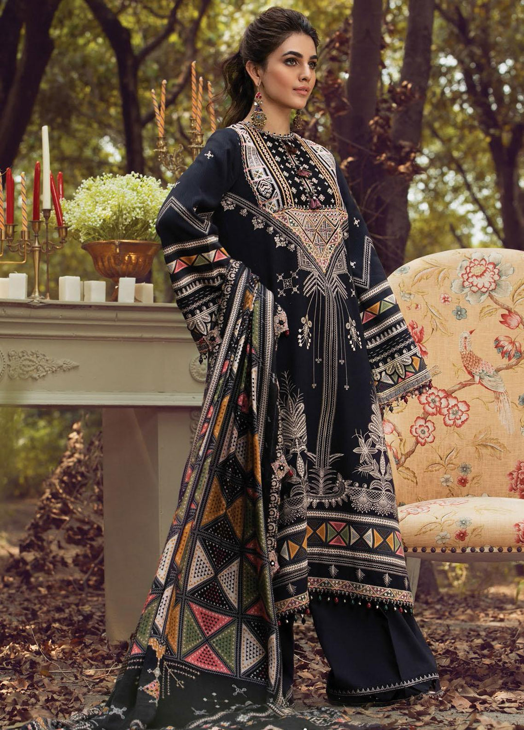 Anaya By Kiran Chaudhry Embroidered Dobby Linen Suits Unstitched 3 Piece AKC21VP VLP21-03 LEILA - Winter Collection