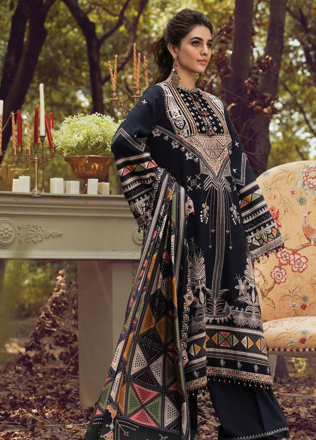 Anaya By Kiran Chaudhry Embroidered Dobby Linen Suits Unstitched 3 Piece AKC21VP VLP21-03 LEILA - Winter Collection
